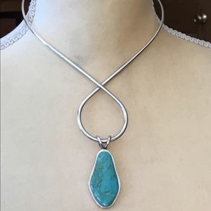 Sterling silver BarseTurquoise Choker Necklace